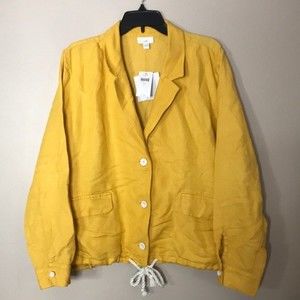 J. Jill daisy yellow linen blazer drawstring jacket size large
